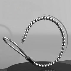 Stainless Steel Beaded Urethral Sound with Pull Ring – Adult Intimate Toy, 145mm Insertable Length
