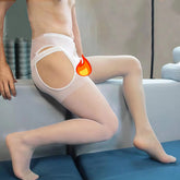 Men’s Sheer Open-Crotch Bodystocking – Transparent Nylon, Hollow-Out Design, Black & White