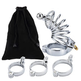 Stainless Steel Male Chastity Cage with Curved Tube – BDSM Locking Device for Urethral Play & Control