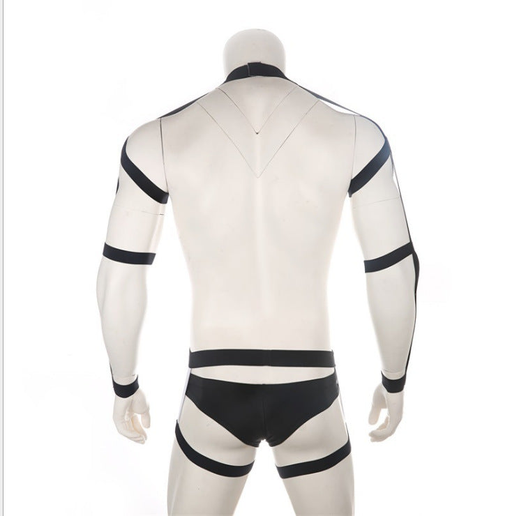 Men's Jock Strap Set with Body Chest Harness in Black