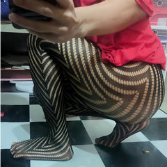 Men’s Gay Fishnet Striped Tights – Sexy Mesh Baselay Stockings|Nylon Stretch|Closed Crotch|One Size