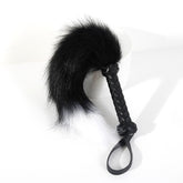 奢华狐狸尾巴情趣鞭 - 高仿真皮鞭 黑白长毛BDSM道具
