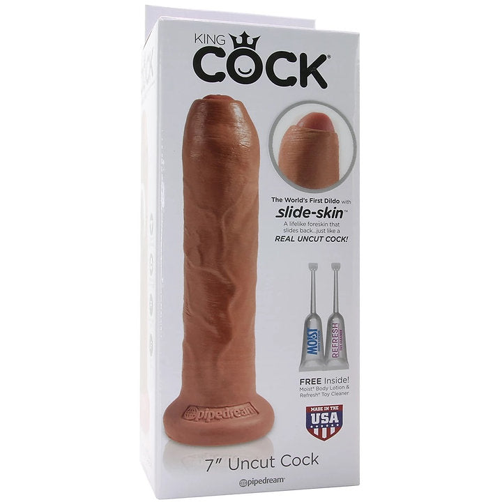 King Cock 7" Slide-Skin Uncut Cock in Caramel - Sex Toys & Adult Toys | XtoySmart Canada