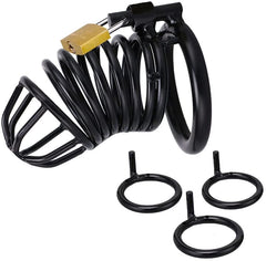 Forbidden Fruits Steel Metal Male Chastity Device Cock Cage(3 Rings) - Sex Toys & Adult Toys | XtoySmart Canada