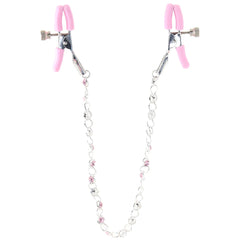 Nipple Play Crystal Chain Nipple Clamps in Pink