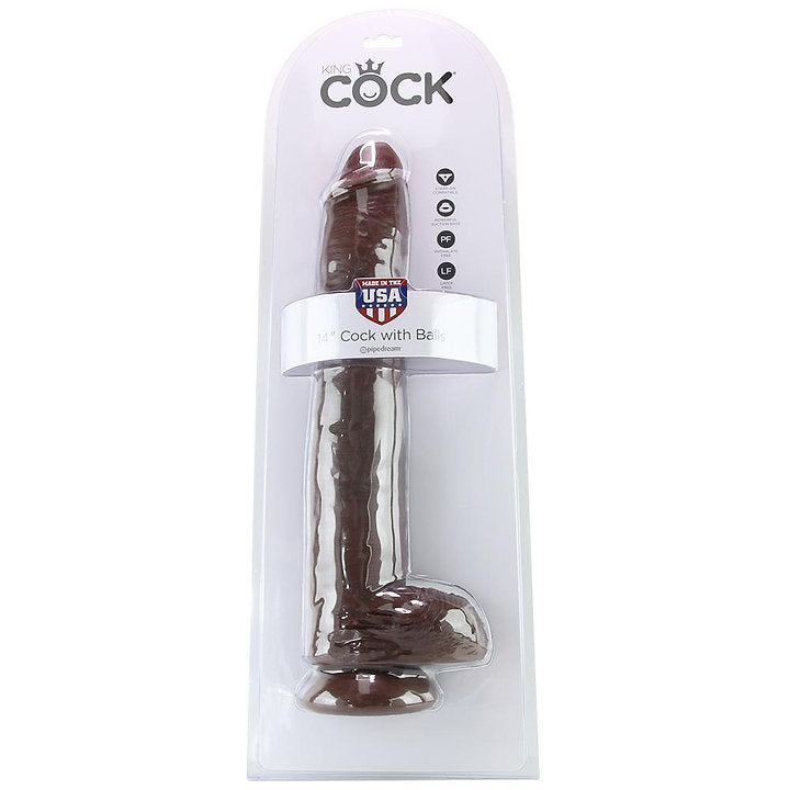 King Cock 14" Cock with Balls in Chocolate -  Sex Toys & Adult Toys | XtoySmart Canada