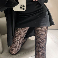 Sexy Tearable Fishnet Stockings with Heart Pattern