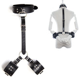 Leather Bondage Handcuff & Collar Set | Adjustable PU Restraint Toy for Couples BDSM Play