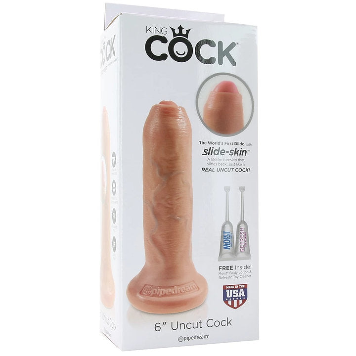King Cock 6" Slide-Skin Uncut Cock in Vanilla -  Sex Toys & Adult Toys | XtoySmart Canada