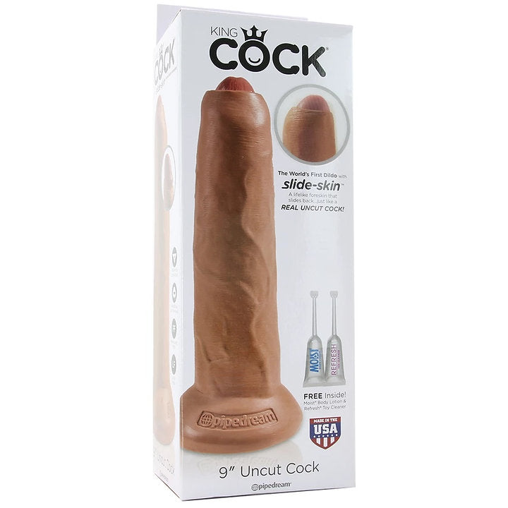 King Cock 9" Slide-Skin Uncut Cock in Caramel -  Sex Toys & Adult Toys | XtoySmart Canada