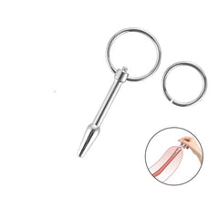 Stainless Steel Urethral Sound with Through-Hole | Beginner-Friendly Glans Plug with Cock Rings