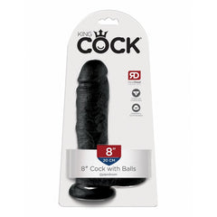 King Cock 8-inch black dildo with balls