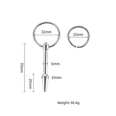 Stainless Steel Urethral Sound with Through-Hole | Beginner-Friendly Glans Plug with Cock Rings
