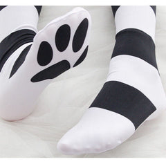 Women's Thigh High Cute Cat Paw Stocking in Black