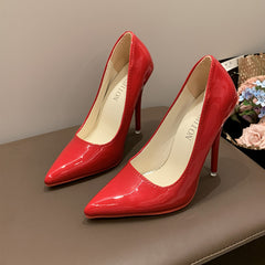 12cm Red Sole Stiletto Heels for Men & Women | Black/Red Patent Leather High Heels | EU 36-46 Cosplay Drag Queen Shoes