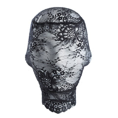 Sexy Black Lace Floral Full Face Hood | BDSM Fetish Accessory | Breathable & Lightweight