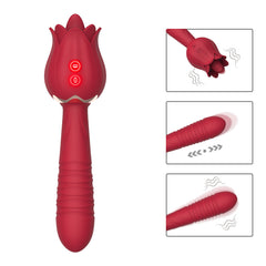 Rose Toy Tongue Licking Vibrator with 7 Licking & 5 Telescopic Vibration Functions