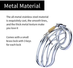 Silver Male Stainless Steel Chastity Lock Cage - Sex Toys & Adult Toys | XtoySmart Canada
