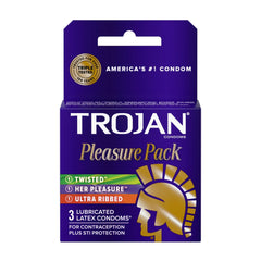 Trojan Pleasure Variety Pack Lubricated Condoms 3 Pack