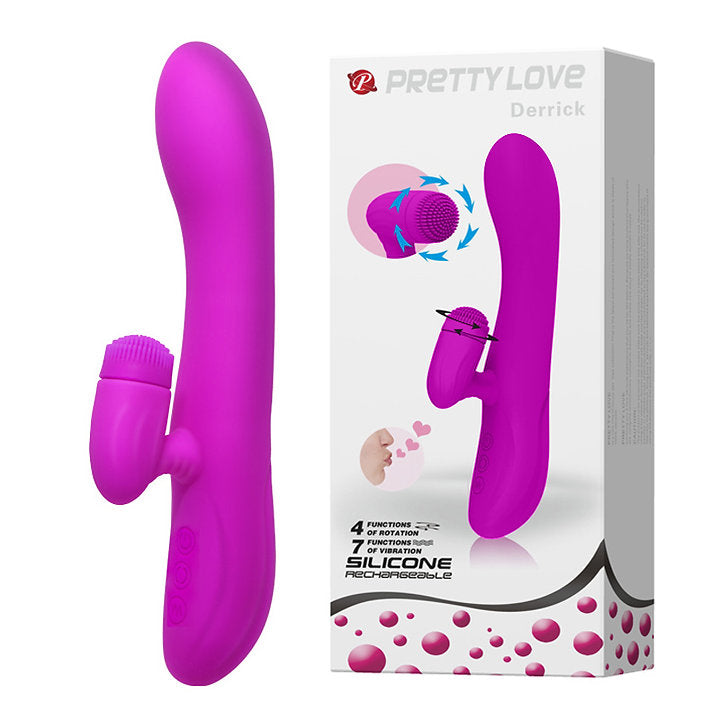 PrettyLove Derrick 2-1 Rechargeable Rabbit Vibrator with Licking & Vibrating Function - Sex Toys & Adult Toys | XtoySmart Canada