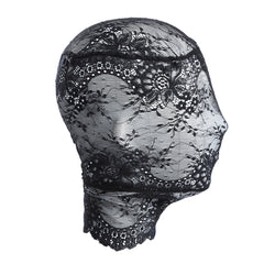 Sexy Black Lace Floral Full Face Hood | BDSM Fetish Accessory | Breathable & Lightweight