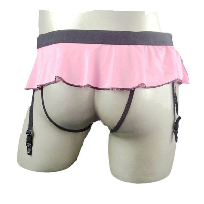 Men's Naughty Lace Frilly Sissy Skirt Panties in Pink