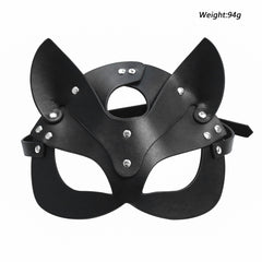 【情趣皮革猫耳面具】BDSM调教角色扮演道具 性感猫女眼罩 万圣节变装派对SM用品