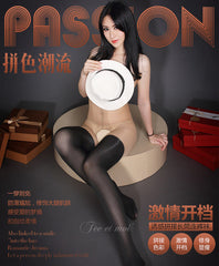 性感高腰镂空开档双色连裤袜(三色可选)