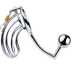 Chastity cage for Men with Stainless Steel Anal Plug(45mm,50mm to choose)