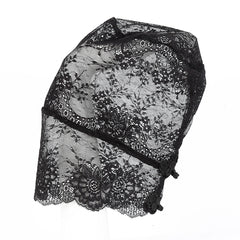 Sexy Black Lace Floral Full Face Hood | BDSM Fetish Accessory | Breathable & Lightweight