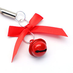 红色铃铛蝴蝶结情趣乳夹 - 精致性感配件
