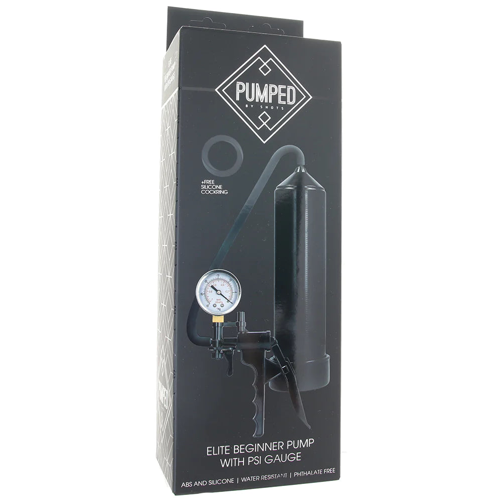 Pumped Elite Beginner Pump and PSI Gauge in Black