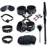 SM皮革捆绑束缚十件套装 - 高品质性感捆绑配件