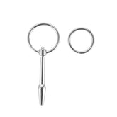 Stainless Steel Urethral Sound with Through-Hole | Beginner-Friendly Glans Plug with Cock Rings