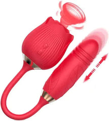Limited-Time Special: 2-in-1 Rose Vibrator with Dual Heads – 10-Speed Thrusting & Suction Toy