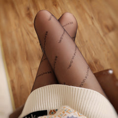 Women's Sexy Sheer Black Alphabetic Pantyhose - Sex Toys & Adult Toys | XtoySmart Canada