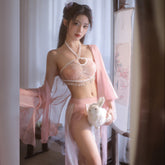 Sensual Ancient-Inspired Lingerie Set – Sheer Hanfu Style Babydoll for Roleplay