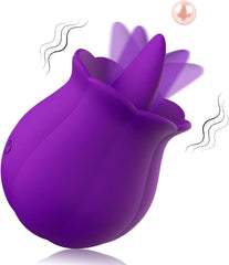 “Touch of Happiness”10-Mode Rose Tongue Licking Vibrator – Rechargeable Waterproof Silicone Pleasure Toy for Women | Pink & Purple