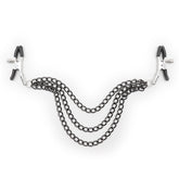 Triple Chain Nipple Clamps with Adjustable Design – Black Metal & Silicone Tips for Sensual Play, BDSM, and Couples’ Fun