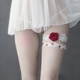 Rose Lace Thigh Ring | Sexy Lingerie Accessory Garter Belt (Black/White)