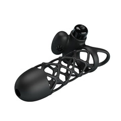 Prettylove Vibrating Penis Enlargement Sleeve in Black
