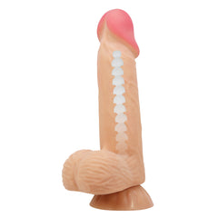 PrettyLove8.1英寸撸皮分层皮质软胶肉色带吸盘仿真阳具