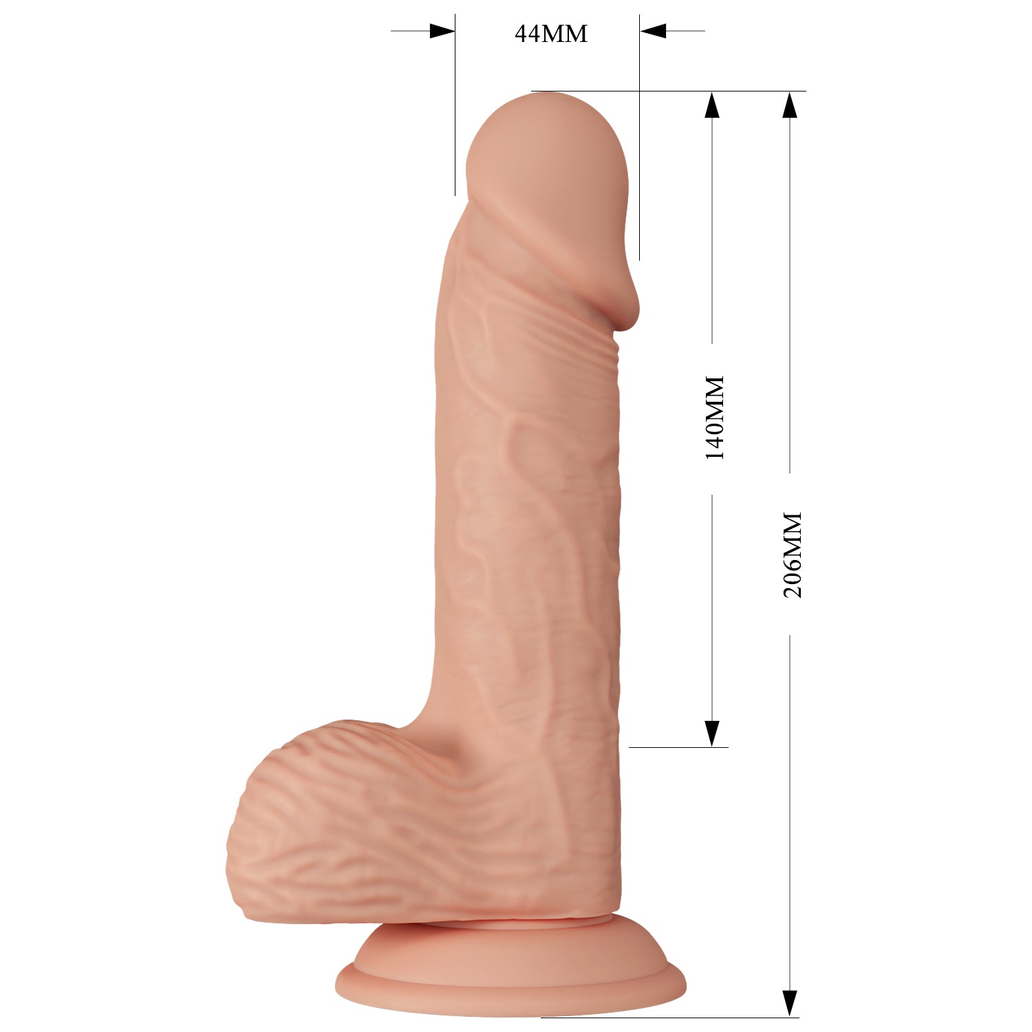 Baile 8.1 Inch Lifelike Vibrating Dildo with Suction Cup in Flesh