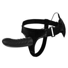 6.3 Inch Black Vibrating Hollow Strap On Dildo for Men