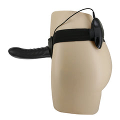 6.3 Inch Black Vibrating Hollow Strap On Dildo for Men