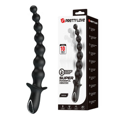 PrettyLove 10-Function Vibrating Anal Toy – Premium Soft Silicone, Flexible Design, Low Noise, Magnetic USB Charging, Classic Black