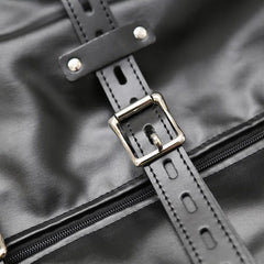 Black Patent Leather Bondage Lingerie – Adjustable BDSM Restraint Outfit with Zipper & Collar