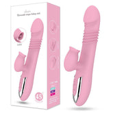 Pink 45°C Heating Thrusting Vibrator with Licking Tongue & 7-Mode Vibration