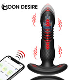Moon Desire APP Remote Control Thrusting Anal Plug – 9 Modes Vibration, Waterproof Silicone Butt Plug for Couples & Solo Play