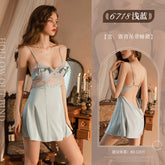 Women Sexy Backless Lace Suspender Halter V Sleepwear